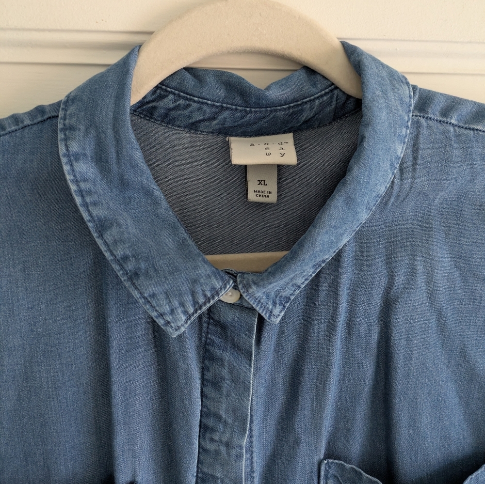 A New Day Button Down/ Jacket Chambray Shirt-XL - Picture 4 of 5